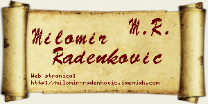 Milomir Radenković vizit kartica